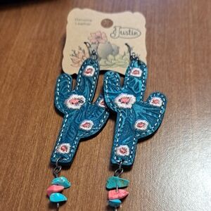 FLASH SALE Justin Boots Blue Cactus Earrings